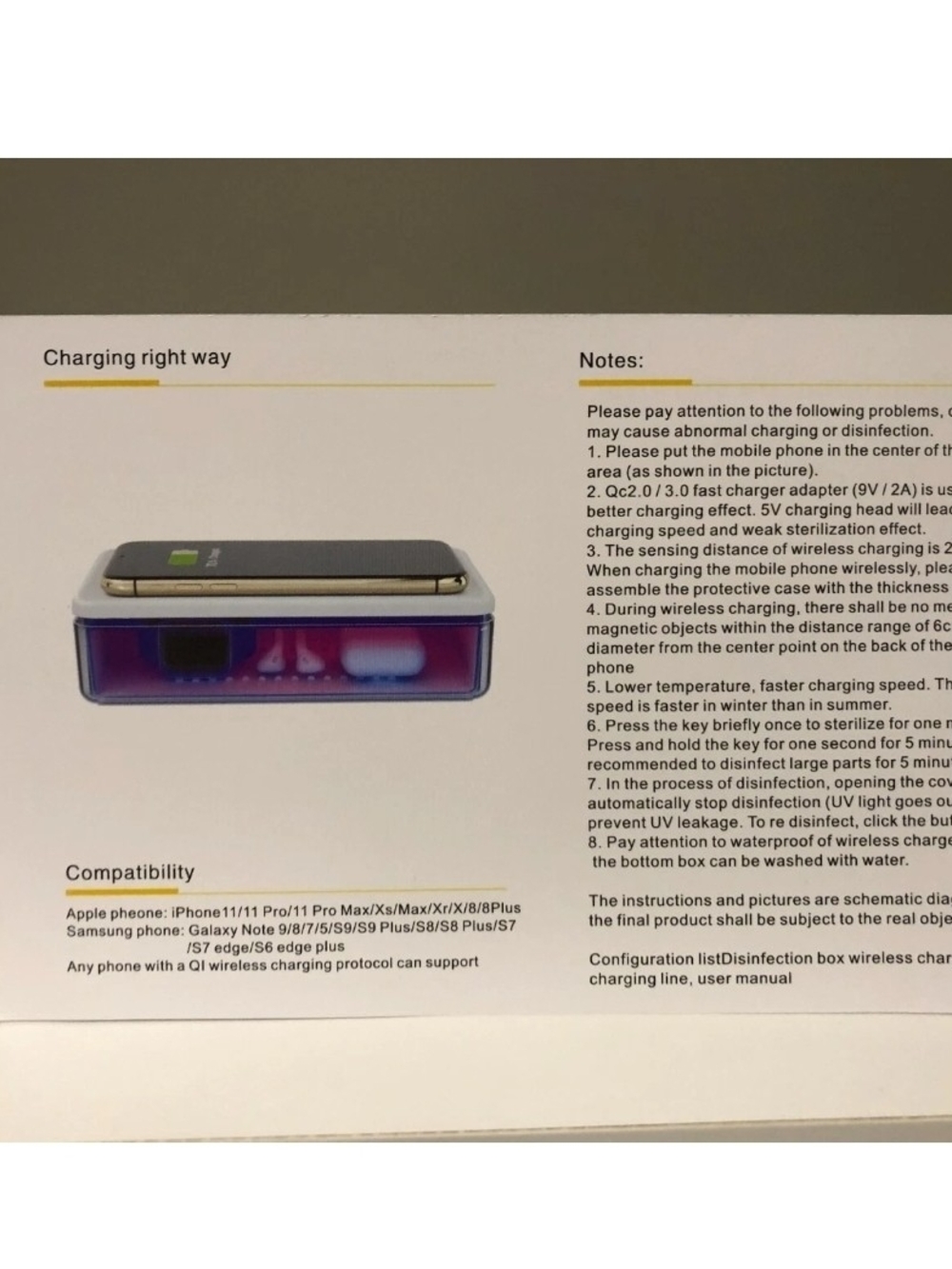 UV Multifunctional Sterilizer Wireless Charger - White with Purple Tray - Picture 6 of 12